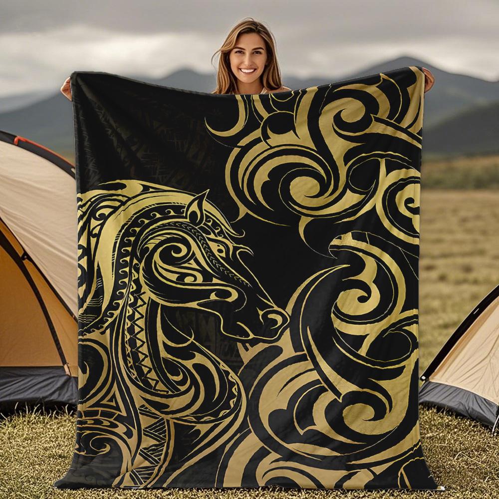 Gold and black horse racing pattern Blanket for Sofa Bed Travel Camping Living Office Conditioning Blanket for All Seasons Gifts