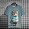Модные мужские футболки с рисунком животных, 3D-принт с кошками, футболка большого размера с коротким рукавом для мужчин, повседневная футболка с круглым вырезом для мужчин и женщин