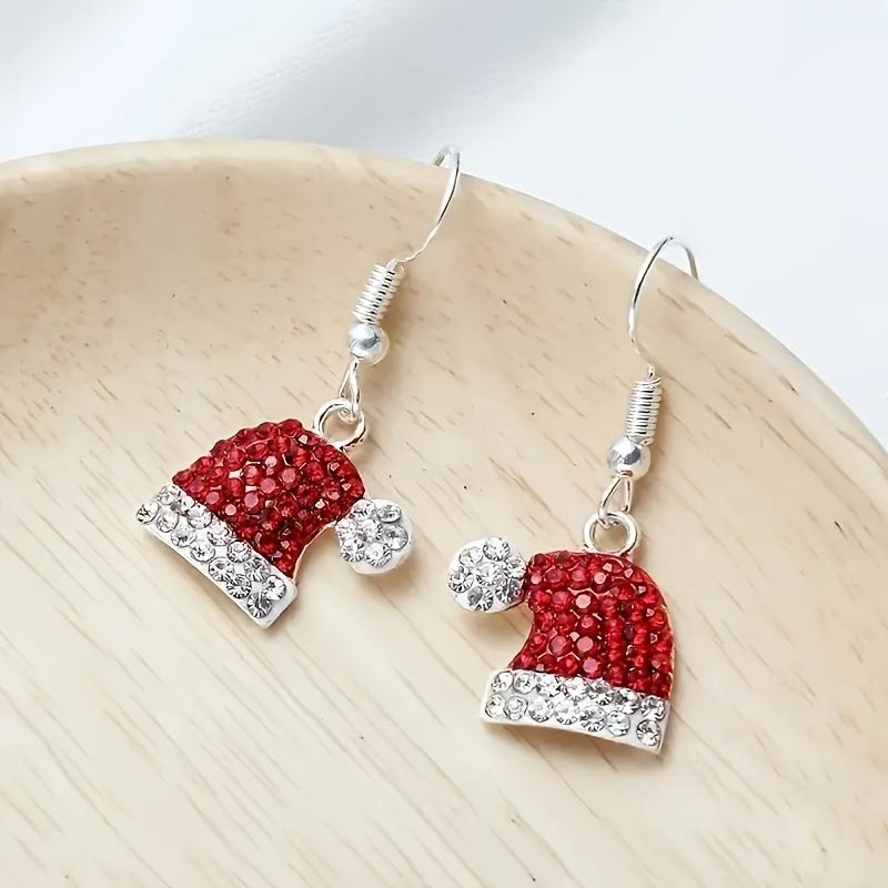 1 Pair of Elegant Silver Plated Zinc Alloy Drop & Dangle Earrings for Women with Rhinestone Accents, Iron Ear Needle, Festive Holiday Gift for Winter