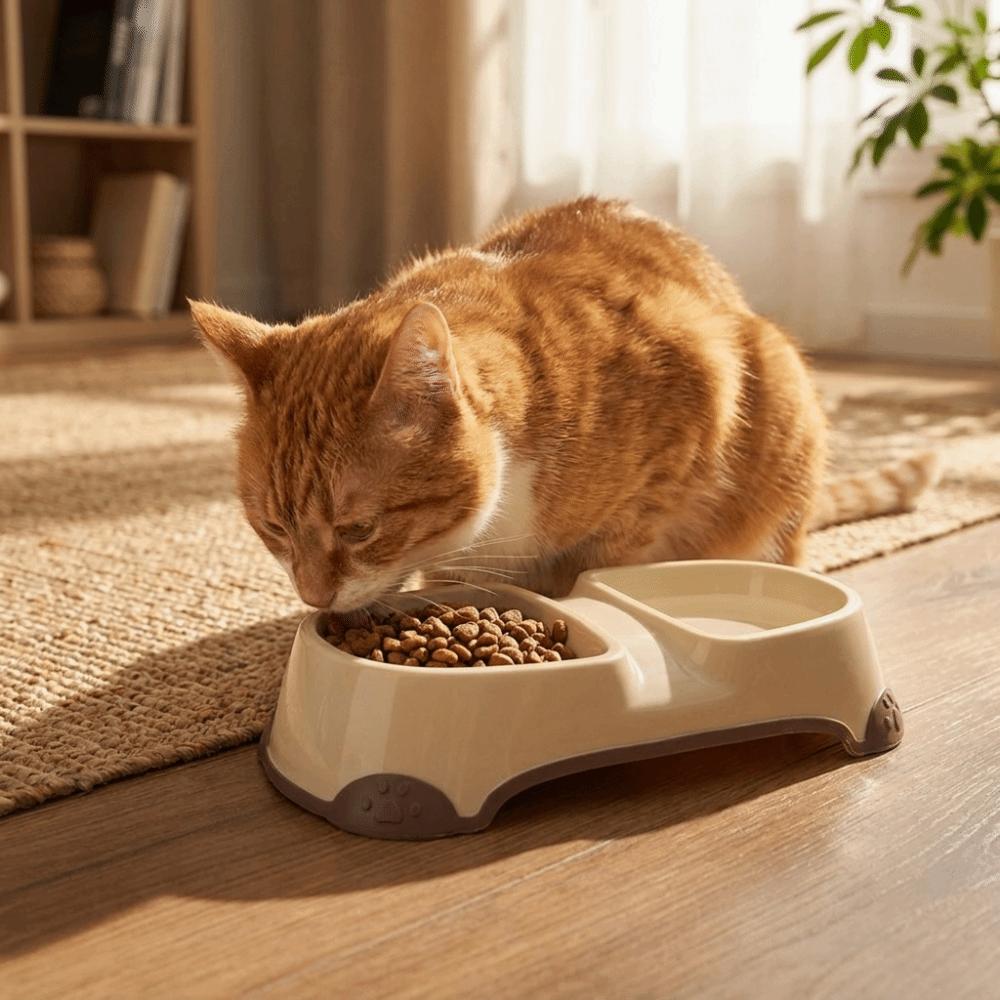 Dog Paw Printed Pet Feeding Bowl Anti-Spill 2-in-1 Feeding Dish Raised Cat Water Bowl Indoor Use