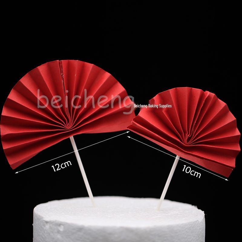 Топпер для торта на День Рождения Бога Долголетия Бабушки с веером из цветов сливы