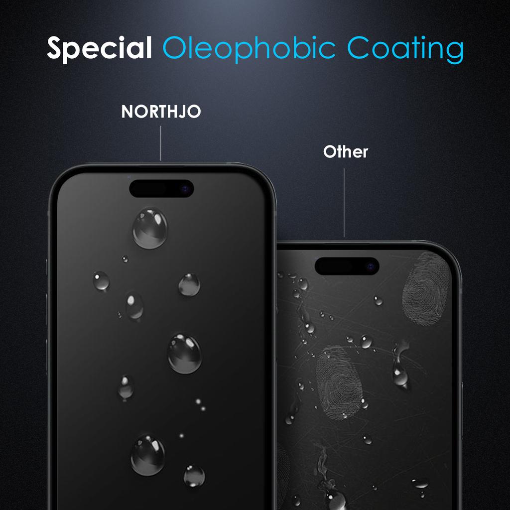 NORTHJO A+ Защитное стекло для экрана iPhone 16 Pro HD 2.5D с дугообразными краями 28 градусов Защита от шпионажа 0,3 мм Закаленное стекло
