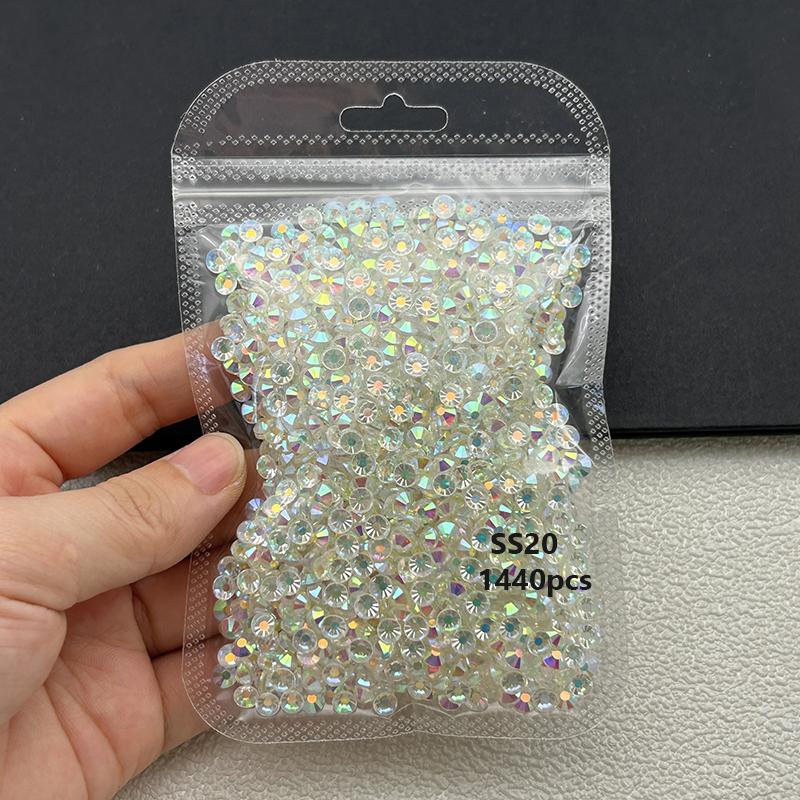 1440Pcs/bag AB/Clear Round Mini Nail Diamond SS3-SS20(1.3-4mm) FlatBack Non-Hotfix Nail Crystal Crystal Clear AB Manicure Glass