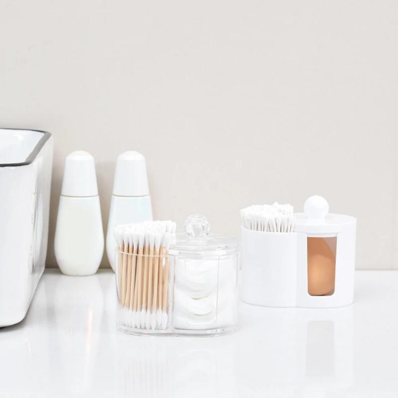 Cotton Round Pad Holder Powder Puff Storage Box Home Cotton Swab Box Makeup Organizer Dustproof Portable Durable Bathroom Jar