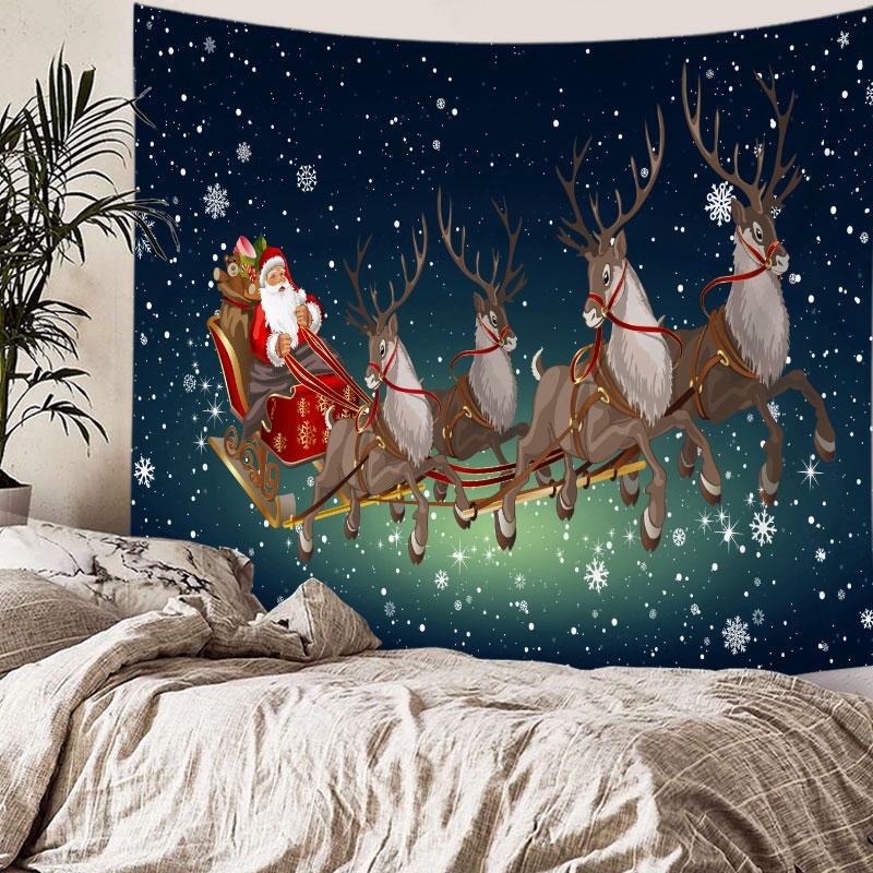 Домашний декор Веселый рождественский Санта узор Печатный гобелен Рождественская елка Гобелен Декор для гостиной и спальни Фон Ткань
