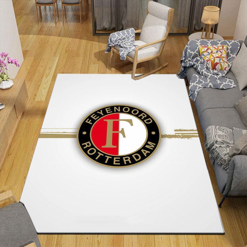 Feyenoord Art Flannel Printed Carpet, Home Sofa Decoration for Living Room & Bedroom, Non‑Slip Play Flannel Floor Mat for Game Room