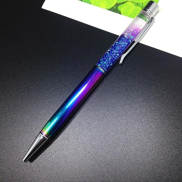 1Pc Colorful Gold Powder Quicksand Ballpoint Pen Luxury Gold Foil Oily Ball Point Pen Metal Crystal Writing Pens