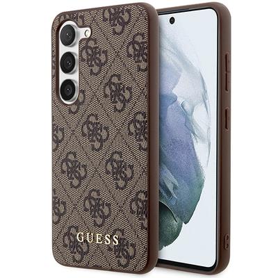 Чехол для Samsung Galaxy S23 Guess Металлический Золотой Логотип Коричневый