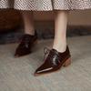 Fashion NEW Spring/Autumn Women Shoes Split Leather Oxfords for Women Pointed Toe Chunky Heel Women Pumps Sexy Ladies Shoes Black Shoes