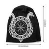 Руна викингов, скандинавский символ, объемная шапка-бини, унисекс, женская унисекс, компас викингов, модная вязаная шапка с черепами, шапка для зимних лыж