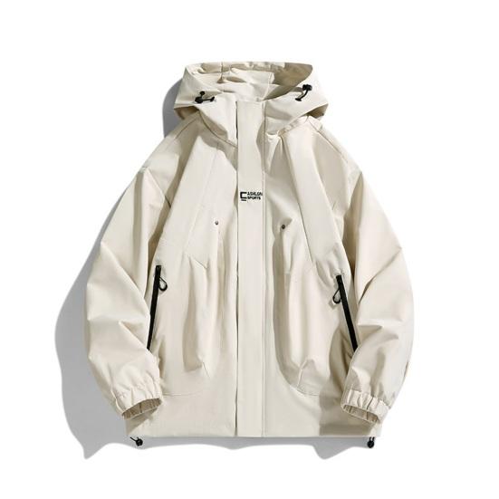 Пара Водонепроницаемая Куртка С Капюшоном Длинный Рукав Весна Осень Повседневная Куртка с Карманами Однотонная Верхняя Одежда для Путешествий на Открытом Воздухе