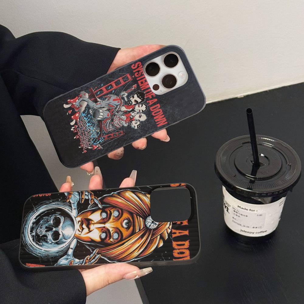 Металлический ремешок Чехол для телефона System Of A Down Для iPhone 17 16 15 14 13 12 11 Гофрированный Матовый Мягкий Чехол Противоскользящий