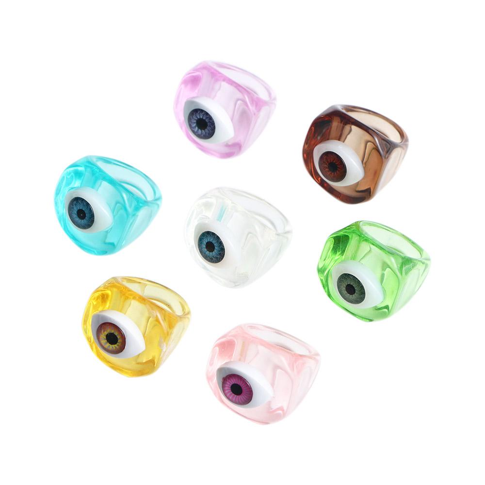 Личность Новый Панк Для Женщин Акриловые Модные Украшения Кольца Из Смолы Глаз Демона Кольцо На Палец