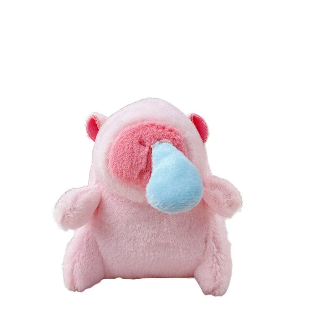 Pink Plush Capybara Doll Toy Stuffed Animals Keychain Pendant Car Ornament Bag Decoration Cartoon Capybara Doll Birthday Gift