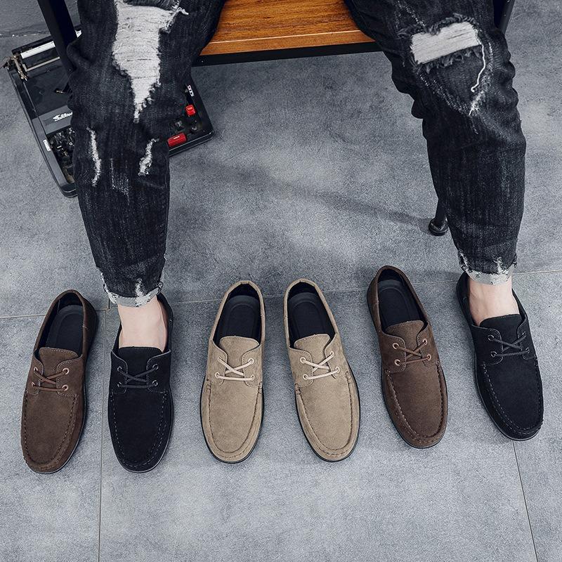 Новая обувь Doudou мужская матовая кожа повседневная универсальная мужская обувь зеленый тренд для вождения нескользящая обувь для ленивых