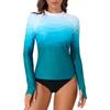 Charmo Women's Sunblock Swimsuit Long Sleeve UV Protection Quick-drying Lightweight Printed Shirt with Thumb Holes