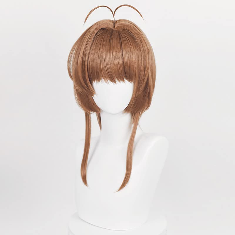 Sakura Kinomoto Cosplay Wig, Brown, Heat-Resistant, Perfect for Cosplay, Photoshoots, and Festivals (A) Free
