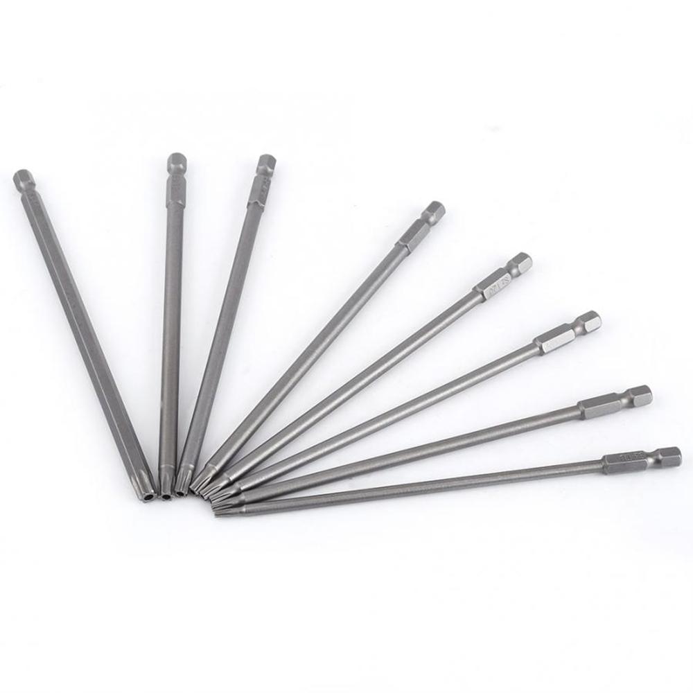 Набор бит для отвертки T30 8 шт. T40 шестигранный 1/4 дюйма Torx ручной инструмент 150 мм очень длинные