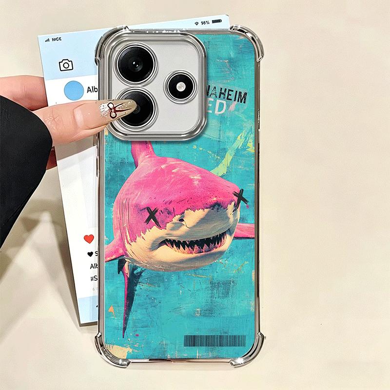 Мягкий чехол для телефона в стиле дудл с коллажем из акул для Xiaomi Redmi Note 14 15 Pro Plus 13 12 11S 11T 5G 10 9S 9 С покрытием Защита от падения Funda