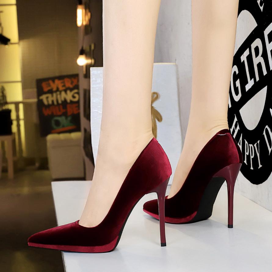 Туфли на сверхвысоком каблуке, водонепроницаемая женская платформа, тонкий каблук, неглубокий вырез, острый носок, утолщенная замша Xishi Single Shoes