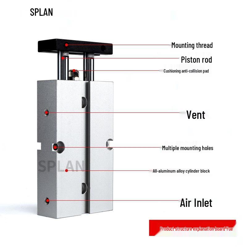 High Thrust Dual Shaft TN Mini Pneumatic Cylinder (Sizes: 10-100mm)