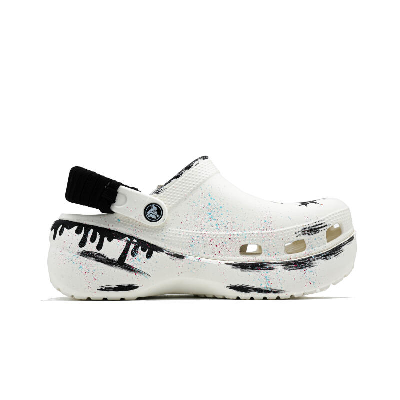 Crocs Классические клоги на платформе Белый План ЭВА Цвет Граффити Удобные и Универсальные Повседневные Обувь с отверстиями Унисекс Белый
