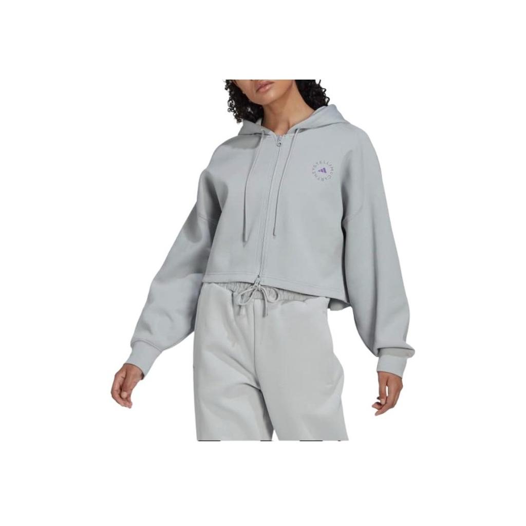 Adidas Укороченная толстовка Stella McCartney с логотипом, женская куртка, серая HI6063