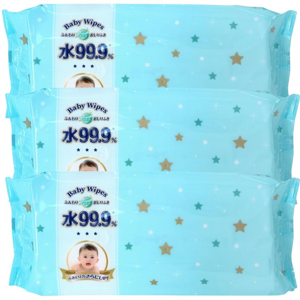 Fluffy Plus Baby Сделано с гиалуроновой кислотой 70 3 упаковки 99,9% воды, Салфетки, Без добавок, Япония, Кислота, Салфетки,