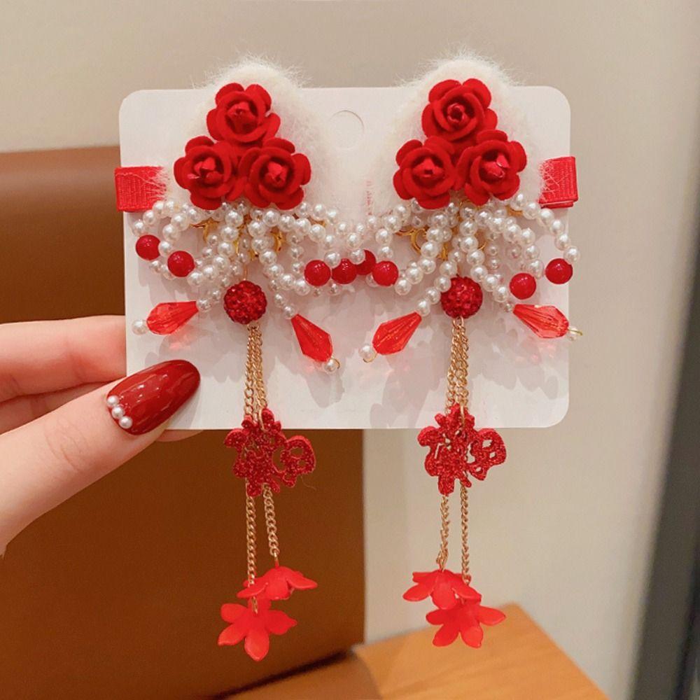 Кисточка Новогодний головной убор Цветок Древний стиль Заколка Сладкая Заколка для волос Ханфу Детская