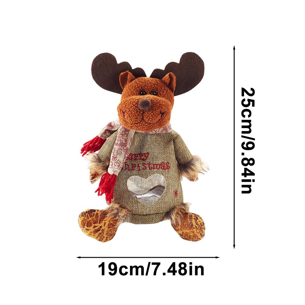 Christmas Doll Fabric Gift Bags Reusable Treat Storage Bag for Candy Party Favors Apples Snowman Santa Claus Holiday Party Decor