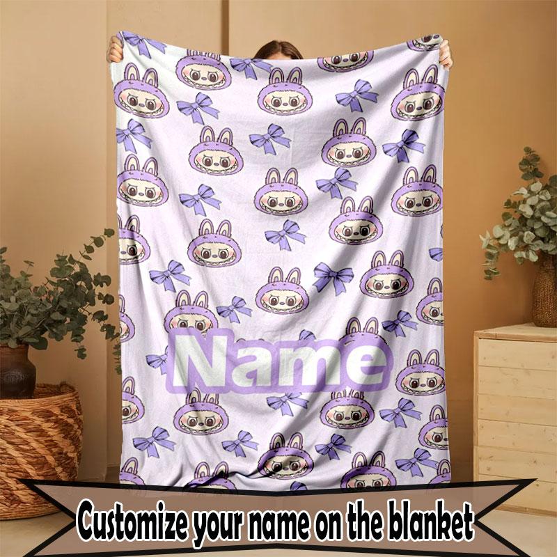 Custom Name Personalized Labubu Print Blanket, Home Decor, Bedroom, Sofa, Camping, Couch, Gifts for Birthday Christmas
