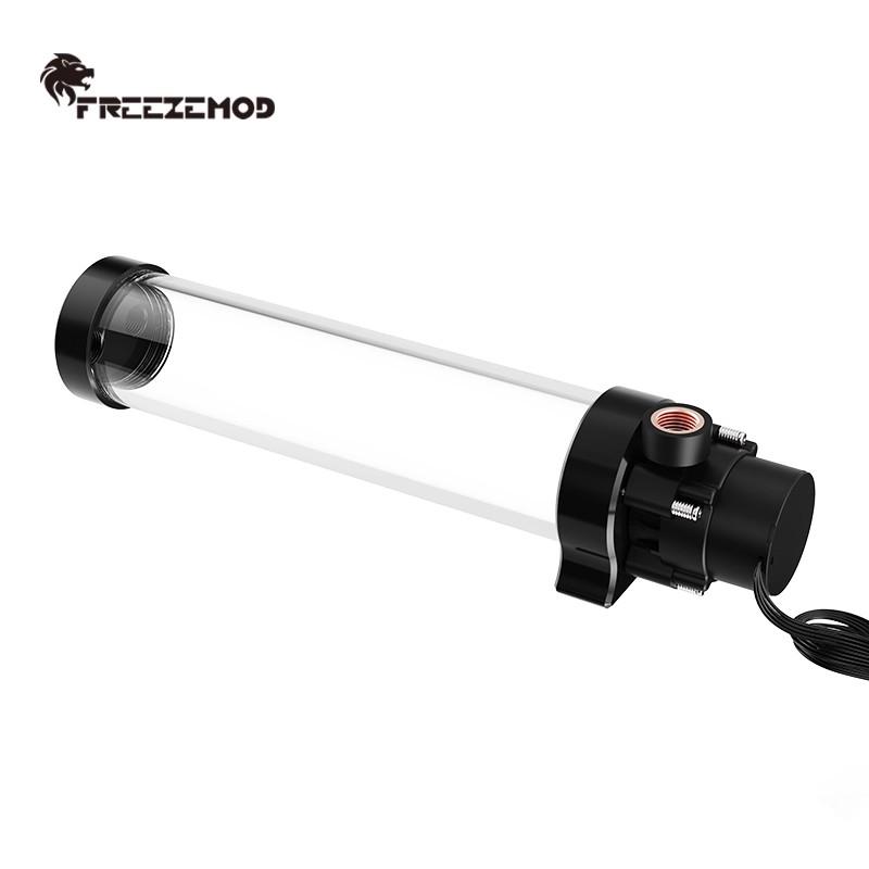 FREEZEMOD Cylinder AIO Reservoir-Pump Combo, 12cm-32cm Length Optional,Silent Lift 3-Meters Flow-450L Industrial, PUB-SR500