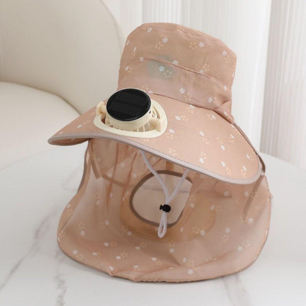 USB Charging Solar Fan Cap Anti-UV Cooling Fan Hat Women Sun Hat Fisherman Hat Summer Season