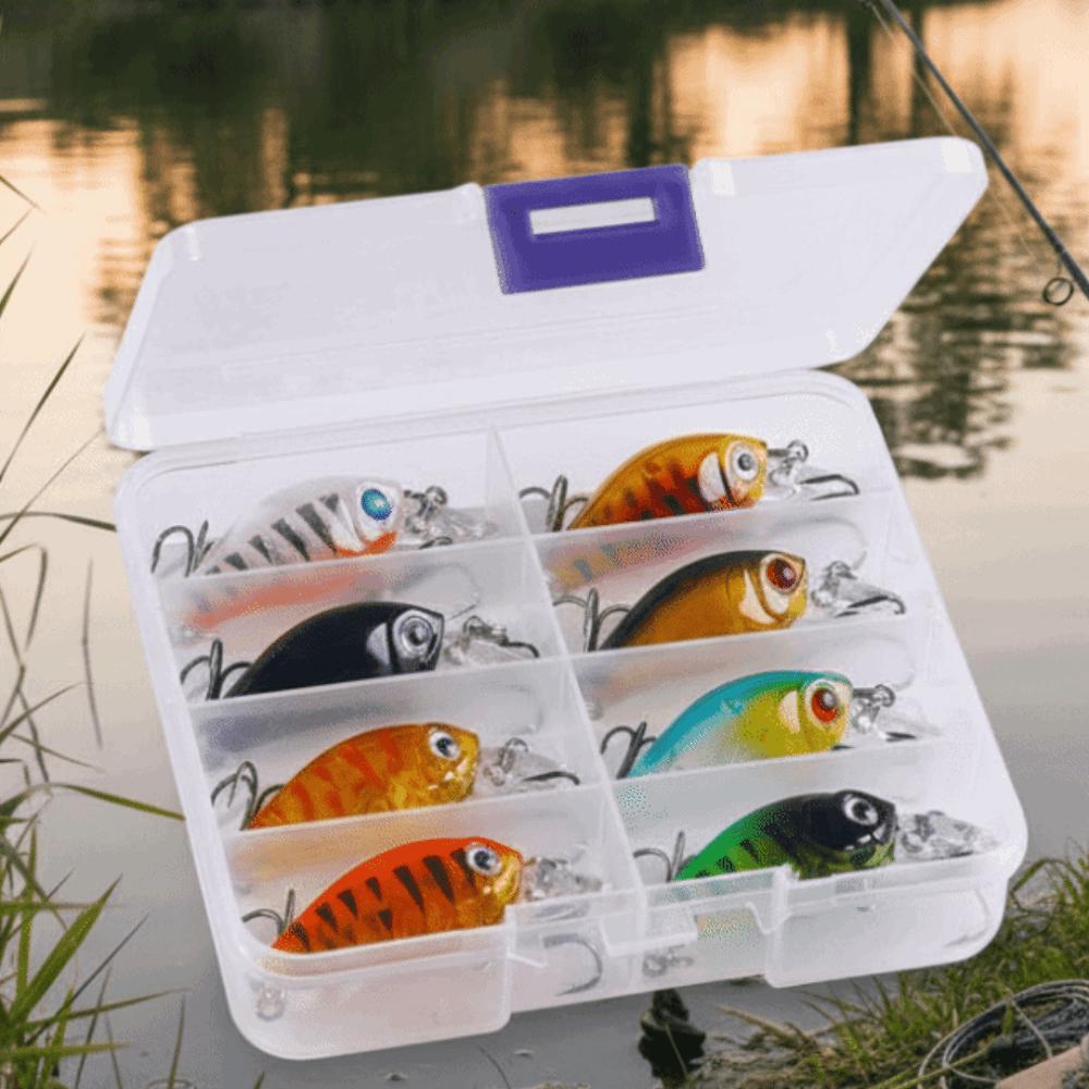 8pcs/box with Box Fishing Lures Kit Realistic Fishing Crank Bait Fishing Tool