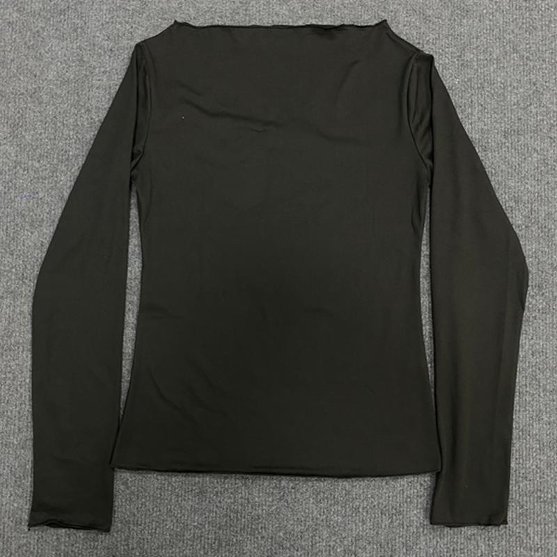 Европейская и американская весенне-осенняя мода, сексуальный базовый топ однотонной расцветки