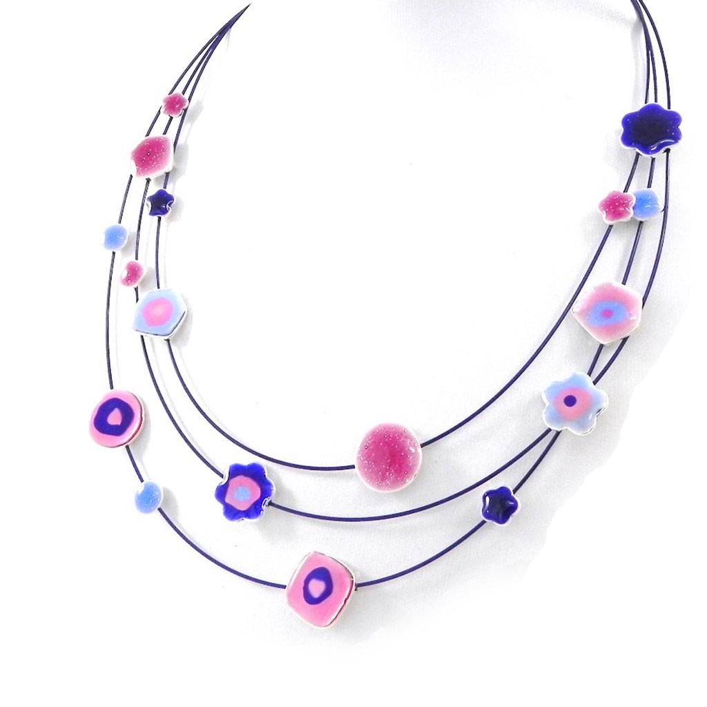NOA [H9086] — Дизайнерское колье Les Acidulés сине-розового цвета.