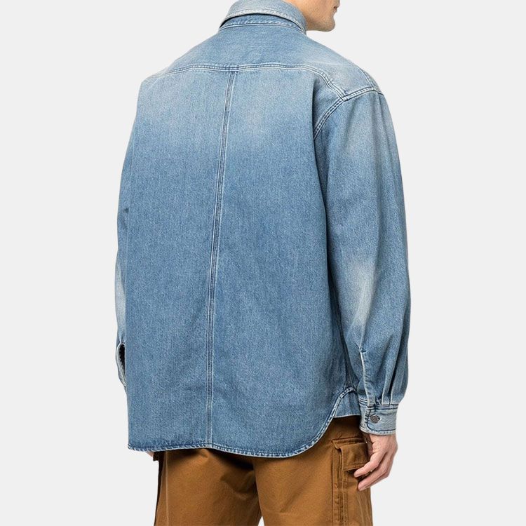 DIESEL Shirts Men's Blue Lapel Moderate Denim A037320ICVZ01