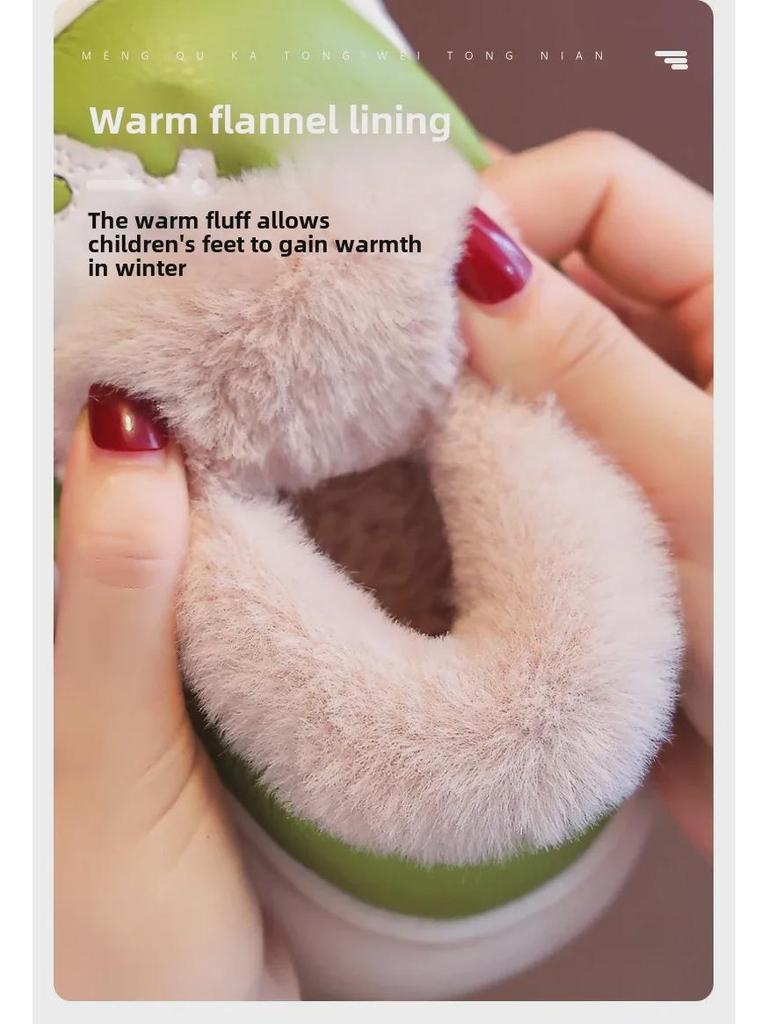 Warm Waterproof Non-Slip Cotton Slippers for Toddlers (Boys & Girls, 1-3 Years) - Indoor Winter Shoes