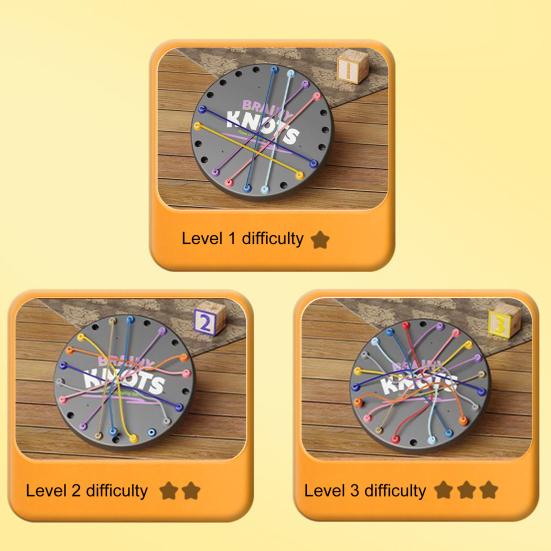 1/2/3 Sets Brainy Knots Rope Untangling Game Logic Thinking Twisted Rope Challenge Board Game Kids Adults Educational Elastic Rope Unhitching Toy