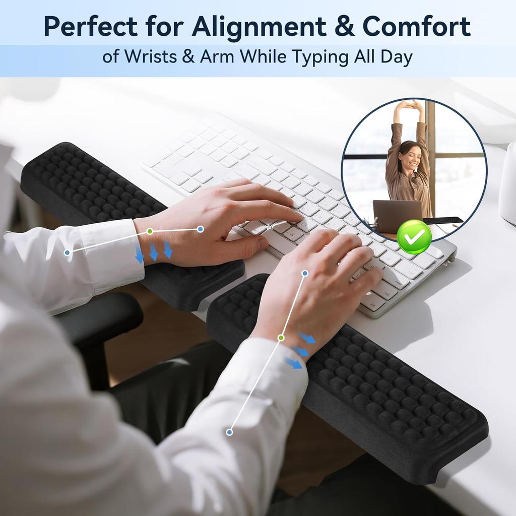 L-Shaped Elbow Pad for Desk, 2-Piece Arm Rest for Desk Wrist Support, Ergonomic Desk Edge Cushion Memory Foam Elbow Support for Work, Study, and