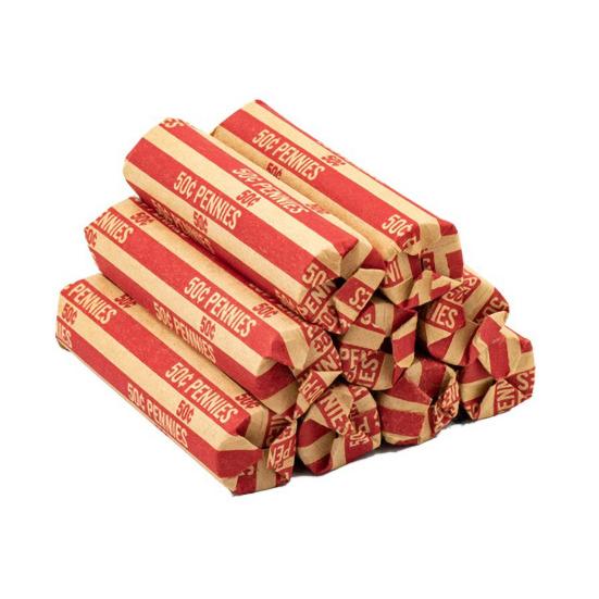 100 шт., обертка для монет, разные плоские рулоны для монет, обертки для монет, крафт-бумага, 4 цвета, рулоны для монет в четвертную монету, никель, пенни, десять центов