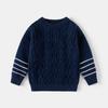 Children's Clothing Boys' Coarse Needle Cotton Thread Pullover Sweater Style Small and Medium-sized Children's Woven Striped Sleeve Top