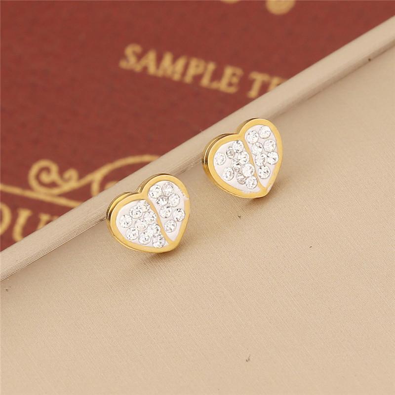 Набор украшений из нержавеющей стали 316L: Позолоченная кубинская цепь-колье и браслет со вставками из кубического циркония в форме сердца