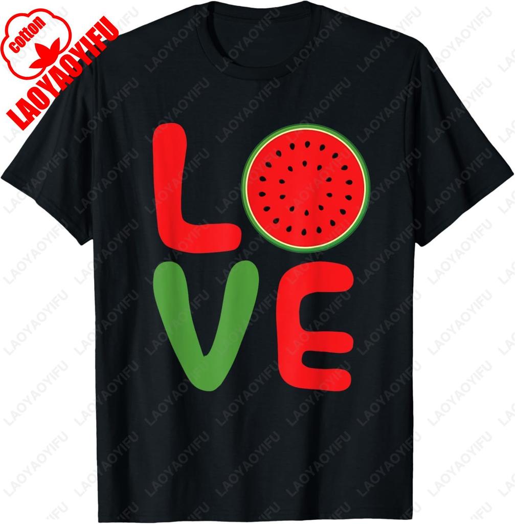 Water Melon Summer Vacation Love Watermelon TShirt Letter Print Tshirt Unisex Summer Cotton Casual Breathable Nostalgia Camisetas