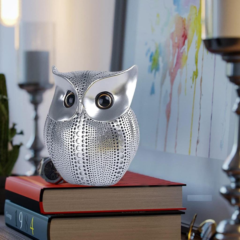 Современная стильная художественная фигурка Lucky Owl из смолы (Серебряный), 1 кусок