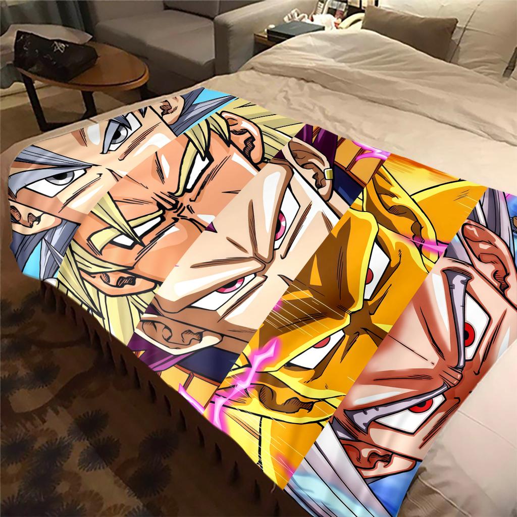1 шт. Фланелевое одеяло с принтом Сон Гоку, Высокое качество, Для всех сезонов, Декор для дома, Тепло и уют, Идеально для рождественских подарков