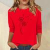 Женская мода повседневный принтованный топ с семью рукавами и круглым вырезом