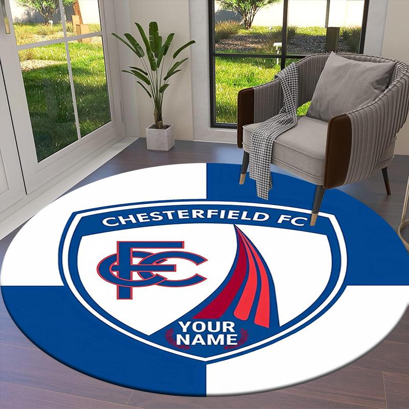 Chesterfield Fc Crest Custom Name Round Area Rug Carpet Rug For Living Room Bedroom Sofa Playroom Decor Nonslip Floor Mat