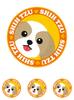 Staring Shih Tzu Gold & White Dog Sticker Orange Back Round L + SS Size [Set of 4] Ver.2 MK-2