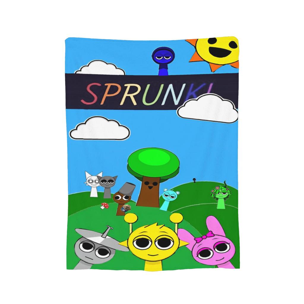 Sprunki Beats Horror Music Box Flannel Throw Blankets Blankets for Bed Office Lightweight Quilt,